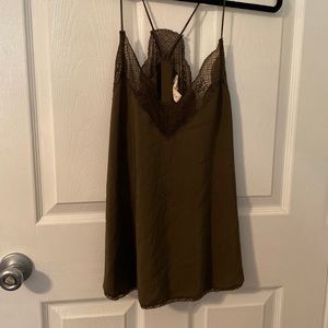 Dark Green LoveStitch Tank with lace detail